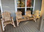 Enjoy the views from this Beautiful porch and Sturdy Amish-made furniture 